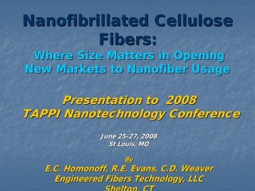 Nanofibrillated Cellulose Fibers: Where Size Matters in - tappi