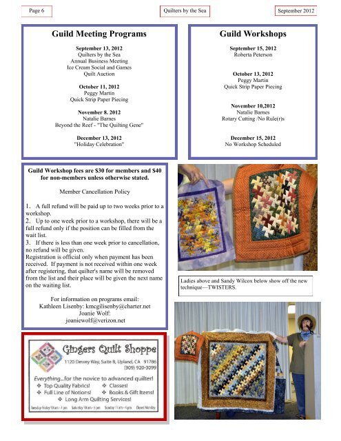 President's Message - Quilters by the Sea