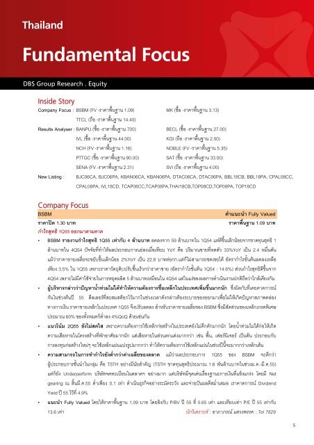 Thailand Daily Trading Focus - SETTrade