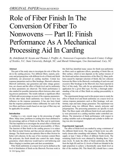 2002 - Volume 1 - JEFF. Journal of Engineered Fibers and Fabrics