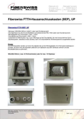 Fiberswiss FTTH-Hausanschlusskasten (BEP), UP