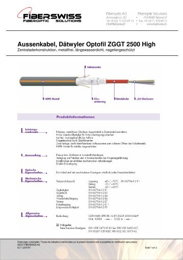 Aussenkabel, Dätwyler Optofil ZGGT 2500 High - Fiberswiss