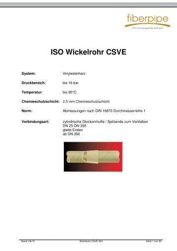 CSVE Wickelrohr Wickelrohre aus GFK mit 2,5