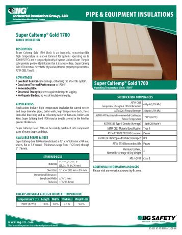 Super Caltemp® Gold 1700 - Industrial Insulation Group, LLC