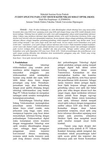 Fusion Splicing Pada Unit Sistem Komunikasi Serat Optik