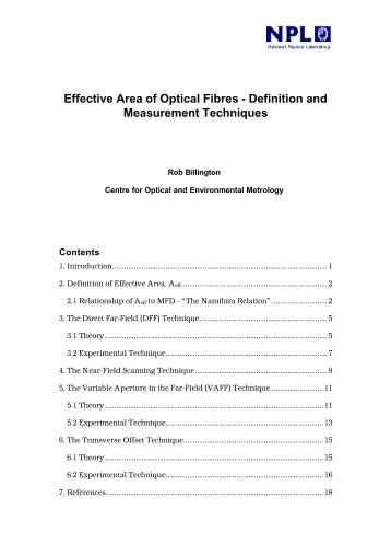 Effective Area of Optical Fibres - Definition and Measurement ...