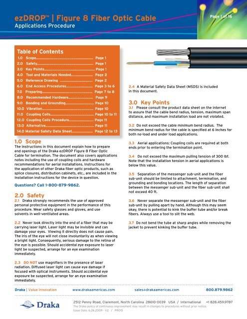 ezDROPTM | Figure 8 Fiber Optic Cable - Draka Communications