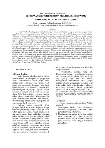 dense wavelength division multiplexing - Teknik Elektro Universitas ...