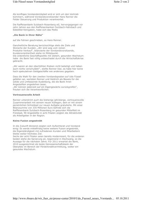 Neues von Ihrer Bank Seite 1 von 3 2010 05.10.2011 ... - Fiducia IT AG