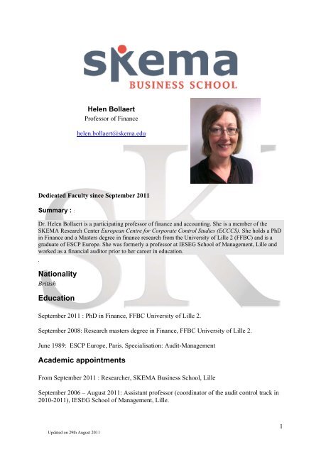 Nationality Education Academic appointments - Skema Business ...