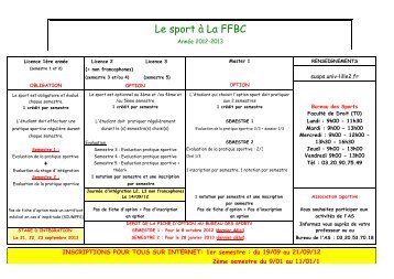 FFBC tableau récapitulatif option sport 2012-2013 - SUAPS