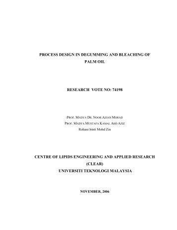 process design in degumming and bleaching of palm oil ... - CDM