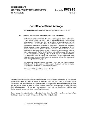 Schriftliche Kleine Anfrage - DIE LINKE. Landesverband Hamburg