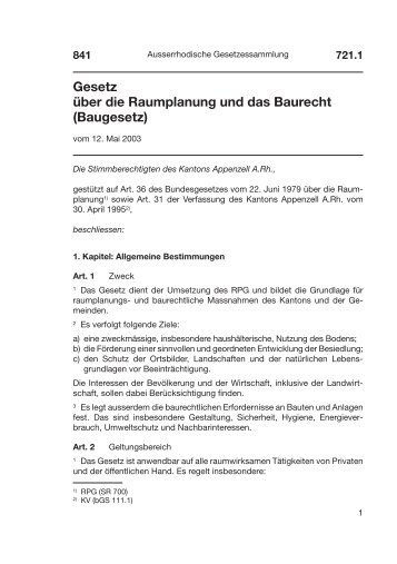 Gesetz über die Raumplanung und das Baurecht ... - Bauordnungen