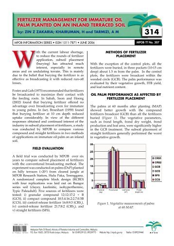 Fertilizer management for immature oil palm - PalmOilis - MPOB