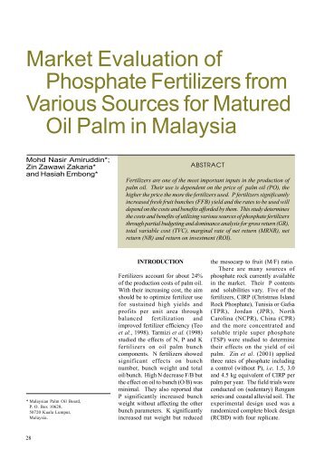 Market Evaluation of Phosphate Fertilizers from ... - PalmOilis - MPOB
