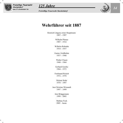 125 Jahre - Freiwillige Feuerwehr Stockelsdorf