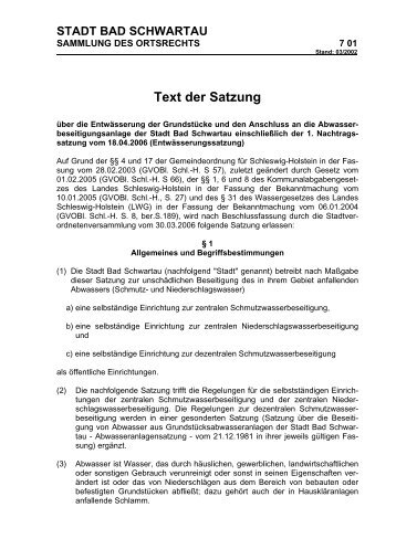 Text der Satzung - Bad Schwartau