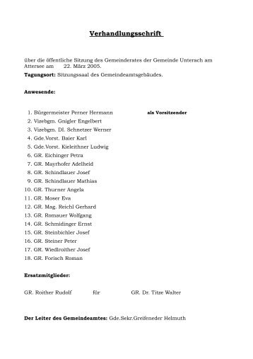 Gemeinderats-Protokoll 2/2005 - (ÖVP) Unterach am Attersee