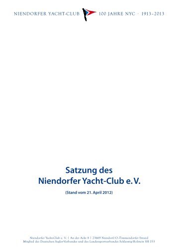 Satzung des Vereins 2012 - Niendorfer Yacht-Club eV