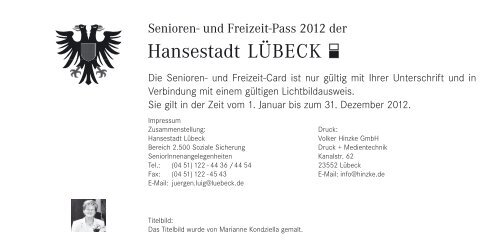 Senioren- und Freizeit-Pass 2012 - Hansestadt LÜBECK