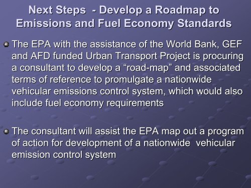 Vehicular Emissions Reduction Programme in Ghana - UNEP