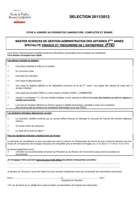 DOSSIER DE CanDIDatuRE 2011/2012 DOSSIER DE ...