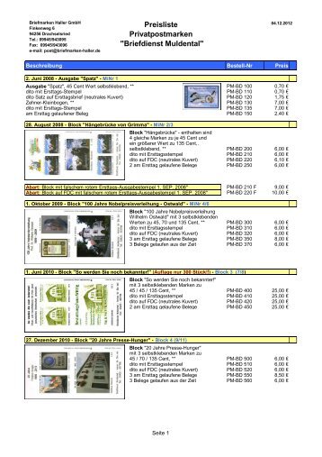 Briefdienst Muldental - Briefmarken HALLER