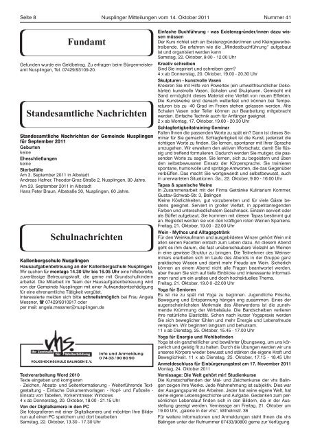 Nusplinger Mitteilungen - Herzlich willkommen bei Internet Service ...