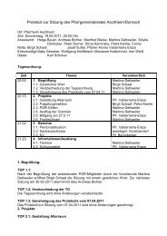 Protokoll zur Sitzung des Pfarrgemeinderates Aschheim/Dornach