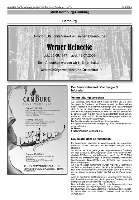 08/2009 - Verwaltungsgemeinschaft Dornburg-Camburg