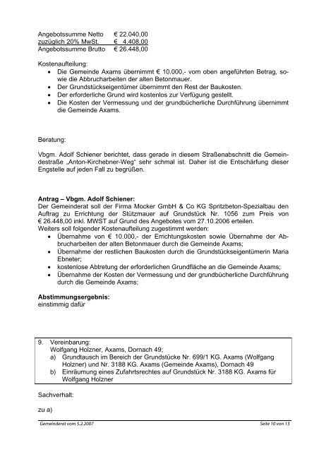 Gemeinderatssitzung vom 5.2.2007 - .PDF - Gemeinde Axams