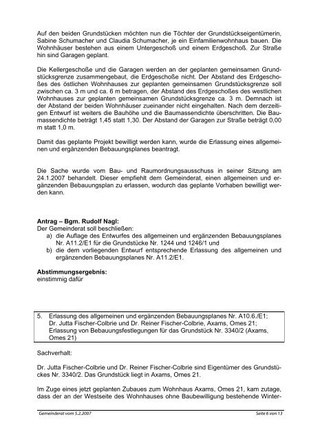 Gemeinderatssitzung vom 5.2.2007 - .PDF - Gemeinde Axams