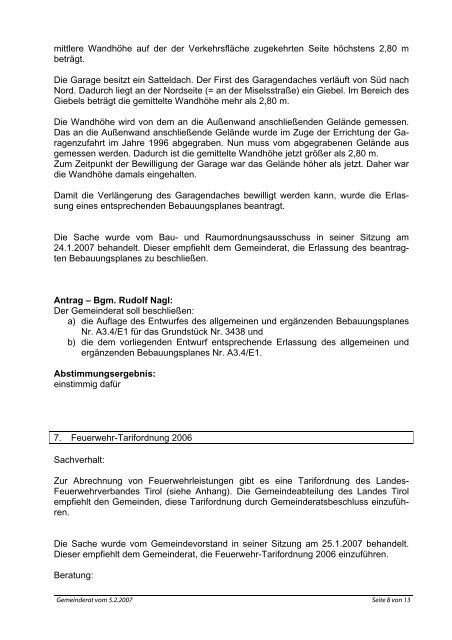 Gemeinderatssitzung vom 5.2.2007 - .PDF - Gemeinde Axams