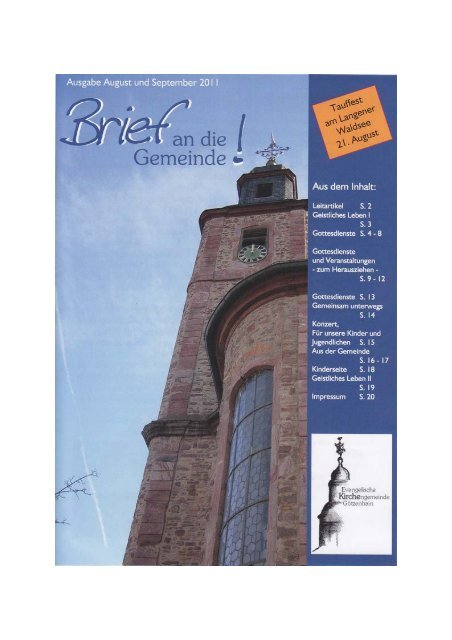 Gemeindebrief August/September 2011 - Evangelische Kirche ...