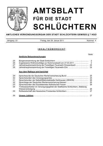 Amtsblatt Nr. 4 vom 28. Januar 2011 - Stadt Schlüchtern