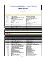 Veranstaltungskalender der Gemeinde Morbach für das Jahr 2013