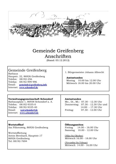 Adress-Verzeichnis - Greifenberg