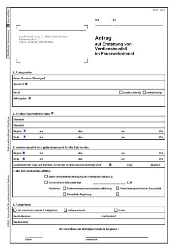 Antrag auf Erstattung von Verdienstausfall im Feuerwehrdienst (KISA)