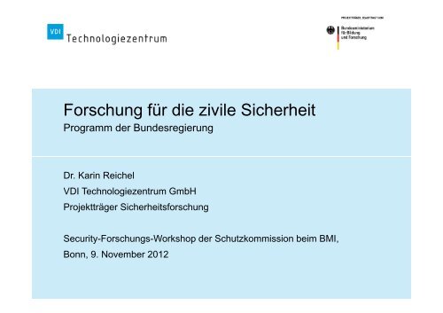 Frau Dr. Karin Reichel, VDI Technologiezentrum, Projektträger