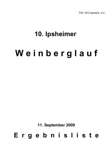 10. Ipsheimer Weinberglauf - TSV Ipsheim