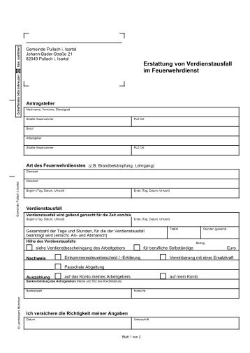 Erstattung von Verdienstausfall im Feuerwehrdienst - Landkreis ...