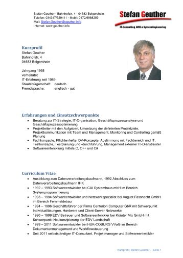 Kurzprofil als PDF herunterladen - Stefan Geuther - IT-Consulting ...