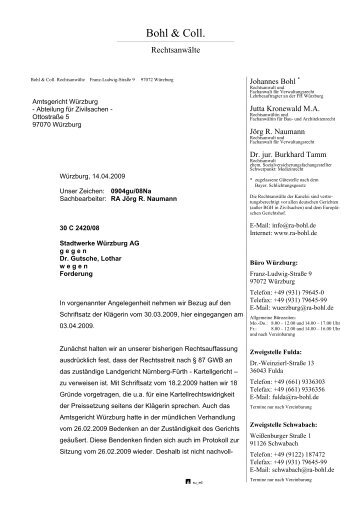 Schriftsatz vom 14.04.2009 - Bohl & Collegen Rechtsanwälte