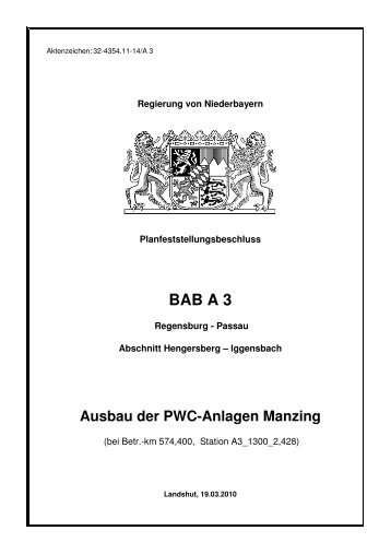 A 3 PWC-Anlagen Manzing - Die Regierung von Niederbayern