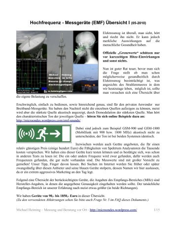 Hochfrequenz - Messgeräte (EMF) Übersicht I (05-2010) - Micro-ondes