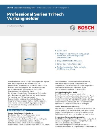 Professional Series TriTech Vorhangmelder - Bosch Security Systems