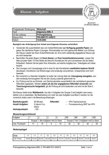 HFH • Hamburger Fern-Hochschule Prüfungsleistung Allgemeine ...