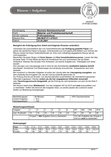 HFH Hamburger Fern-Hochschule Studiengang Bachelor ...