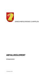 Gebührentarif zum Abfallreglement - Gemeinde Gampelen